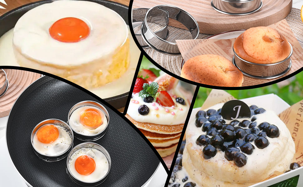 DATANYA 12Packs 4 Inch English Muffin Rings Crumpet Rings Stainless Steel Double Rolled Tart Rings, Round Metal Cooking Pastry Ring Molds for Crumpets baking