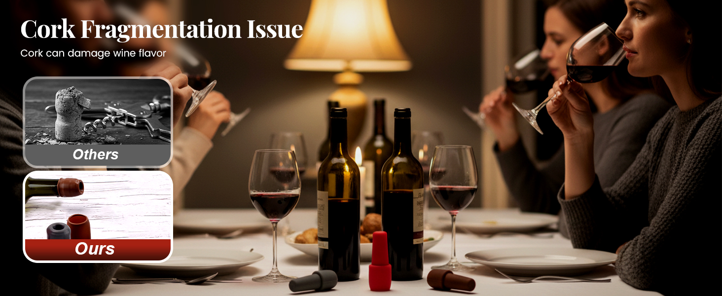 2026 Upgraded Wine Stoppers for Wine Bottles, Reusable Sparkling Wine Bottle Silicone Wine Bottle Stopper, Cover Wine Bottle Caps for Champagne Beer Home Kitchen Bars Use (4)