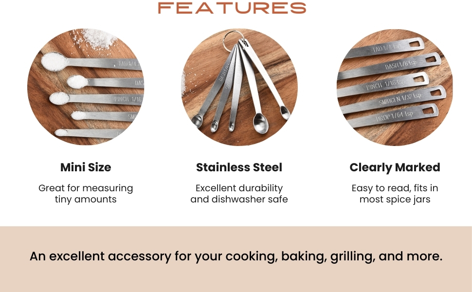 14PCS Measuring Spoons Set, 1 tbsp, 1/2 tbsp, and 1-1/16tsp Stainless Steel Measuring Spoons for Cooking Baking Spice Jars and Liquid Ingredients