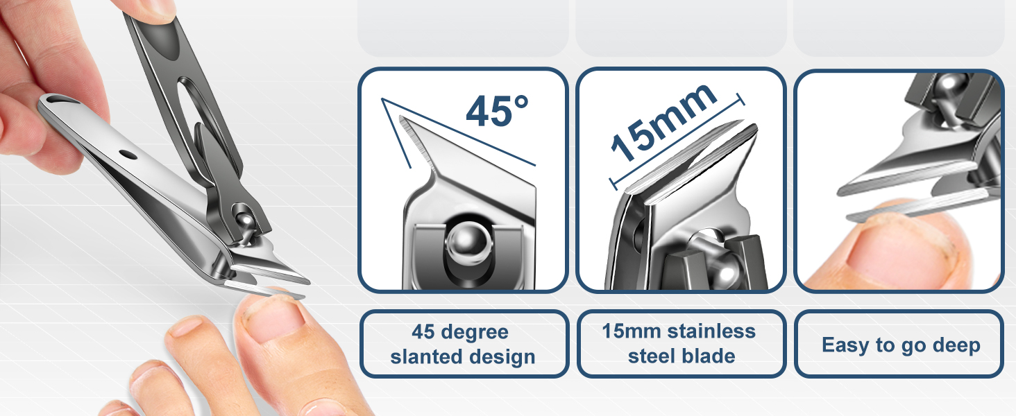 Nail Clippers for Men Thick Nails with Slanted Blade, Heavy Duty Nail Clippers with Catcher No Splash Fingernail Clipper Nail Cutter Gifts for Men Women Adults