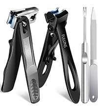 Nail Clippers for Men Thick Nails with Slanted Blade, Heavy Duty Nail Clippers with Catcher No Splash Fingernail Clipper Nail Cutter Gifts for Men Women Adults