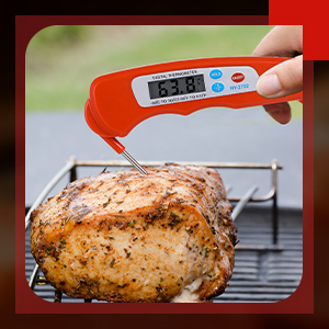 Xuhal 12 Pcs Digital Meat Thermometer with Probe Waterproof Instant Read Foldable Food Thermometer with Magnet for Kitchen Grilling Cooking Turkey Baking BBQ(Black, Red, White)