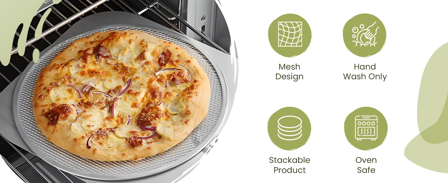 OCS Parts 14-Inch Aluminum Pizza Screen | Commercial Grade Pizza Tray Screen for Home Cooking, Pizzerias and Restaurants