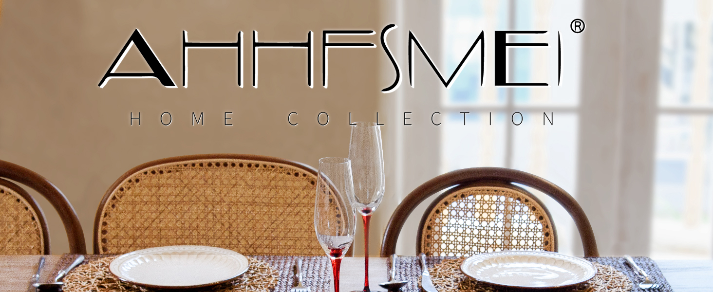 AHHFSMEI Paper Braided Round Placemats Set of 6 Natural Non-Slip Heat Resistant Table Mats for Dining Tables Woven Indoor & Outdoor Place mats(Brown)