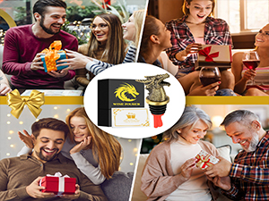 Dragon Head 2-In-1 Wine Bottle Pourer and Stopper, Gifts for Men Women Dragon Fans, Liquor Bottle Pourers Spout for Alcohol Spirits, Wine Accessories, Dark Silver