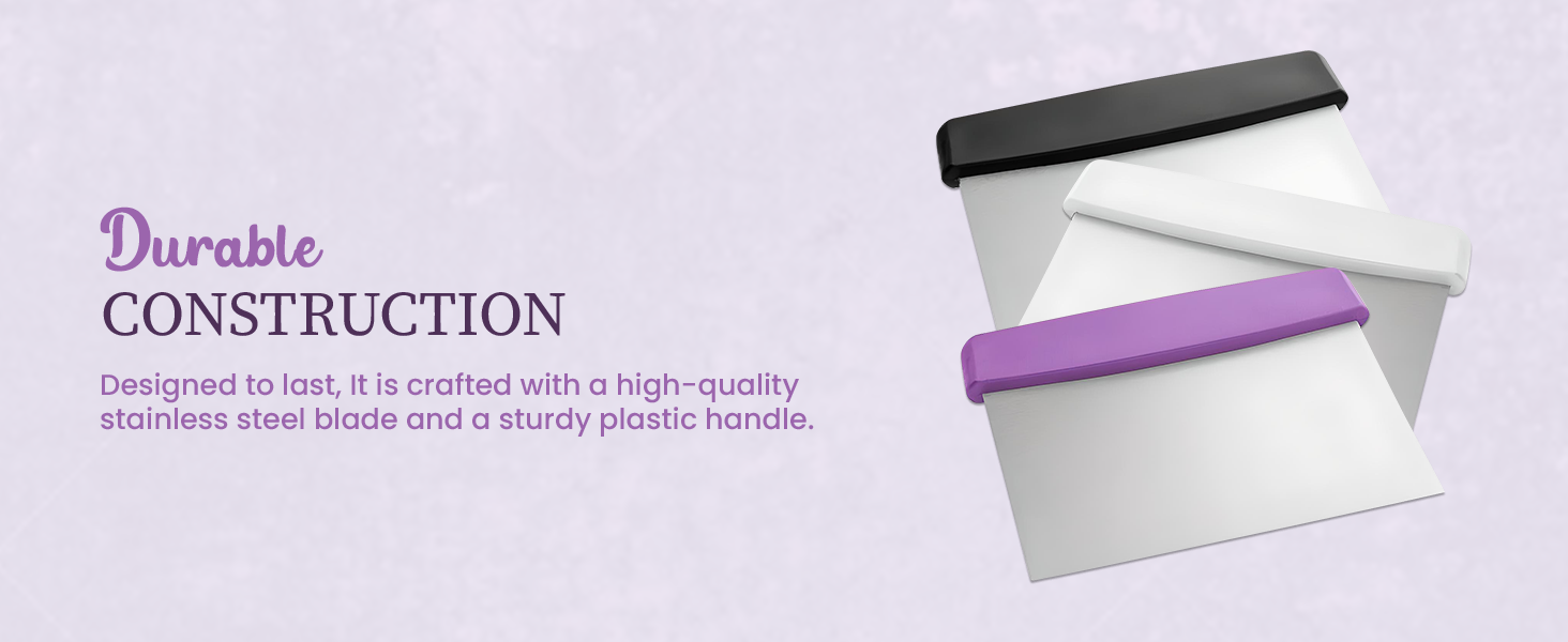 OCS Parts 6-Inch Stainless Steel Dough Cutter and Bench Scraper | Purple Handle | Cutter for Pizza Dough, Bread, and Pastry Dough | Multipurpose Kitchen Utensil