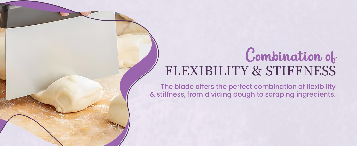 OCS Parts 6-Inch Stainless Steel Dough Cutter and Bench Scraper | Purple Handle | Cutter for Pizza Dough, Bread, and Pastry Dough | Multipurpose Kitchen Utensil