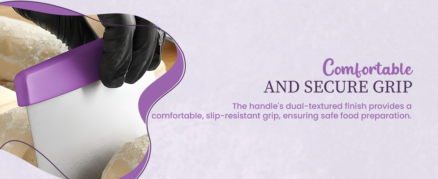 OCS Parts 6-Inch Stainless Steel Dough Cutter and Bench Scraper | Purple Handle | Cutter for Pizza Dough, Bread, and Pastry Dough | Multipurpose Kitchen Utensil