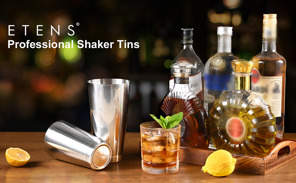 Bulk Commercial Cocktail Shakers 6pc Set, Professional Boston Shakers, Weighted Cocktail Shaker Tins for Bartending - Stainless Steel Bar Shaker Set for Restaurants & Bars - Silver