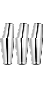 Bulk Commercial Cocktail Shakers 6pc Set, Professional Boston Shakers, Weighted Cocktail Shaker Tins for Bartending - Stainless Steel Bar Shaker Set for Restaurants & Bars - Silver