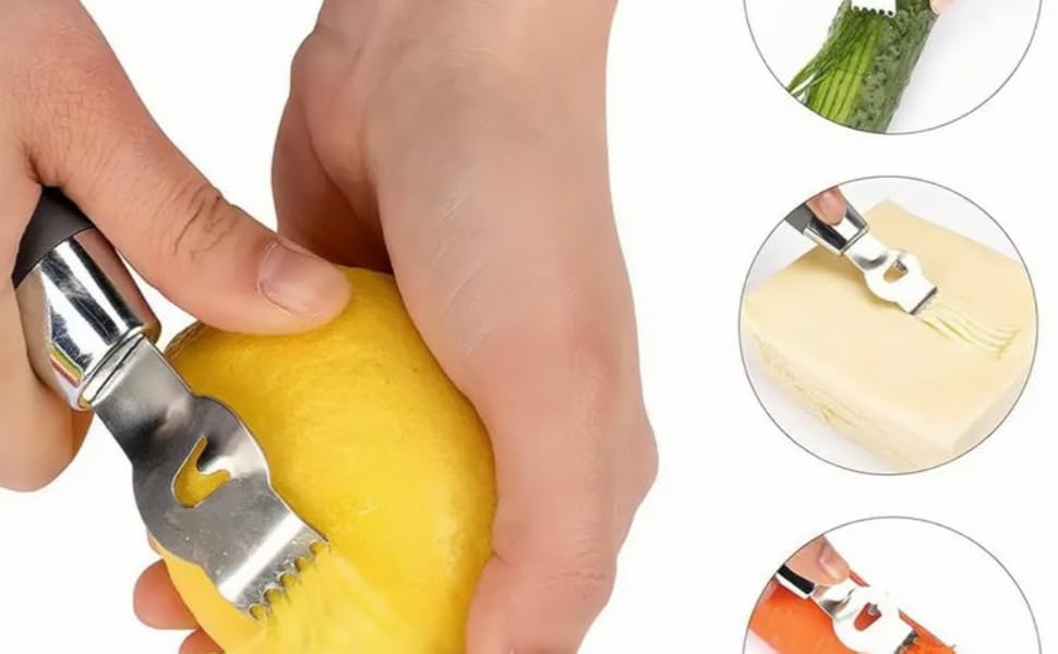 2pcs zester Stainless Steel Lemon with Hole Citrus Orange Peeling Tool Fruit Peelers
