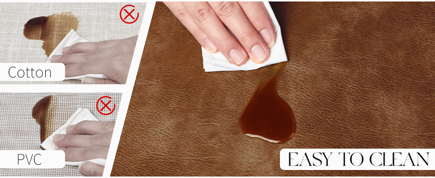 MOSAYT Vinyl Placemats Set of 6-12 X 17 Inch - Faux Leather 100% Waterproof Oil-Proof Wipeable PU Place Mats, Heat Resistant Reversible Table Mats for Kitchen, Dining, Outdoor (Reddish Brown)