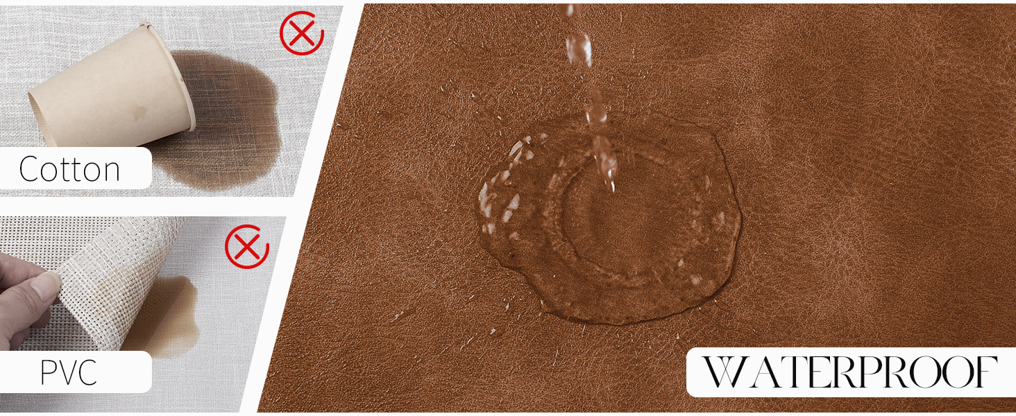 MOSAYT Vinyl Placemats Set of 6-12 X 17 Inch - Faux Leather 100% Waterproof Oil-Proof Wipeable PU Place Mats, Heat Resistant Reversible Table Mats for Kitchen, Dining, Outdoor (Reddish Brown)