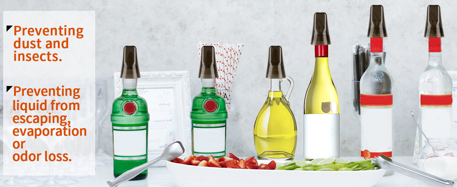 25 Pieces Pour Spout Cover, Universal Dust Caps for Pourers Translucent Plastic Dust Cover for Bottle Caps, Liquor Bottle Covers Bottle Cover Dust for Home Kitchen Tools Supplies -Black