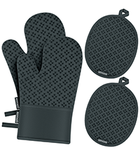 Oven Mitts and Pot Holders 4 Sets, Heat Resistant 500 ℉ Oven Mitt and Pot Holder,Oven Glove&Potholders with Non-Slip Silicone Surface,Kitchen Essentials for Cooking/Baking/BBQ-Black
