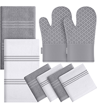 Oven Mitts and Pot Holders 4 Sets, Heat Resistant 500 ℉ Oven Mitt and Pot Holder,Oven Glove&Potholders with Non-Slip Silicone Surface,Kitchen Essentials for Cooking/Baking/BBQ-Black