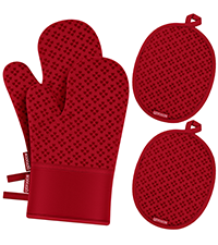 Oven Mitts and Pot Holders 4 Sets, Heat Resistant 500 ℉ Oven Mitt and Pot Holder,Oven Glove&Potholders with Non-Slip Silicone Surface,Kitchen Essentials for Cooking/Baking/BBQ-Black