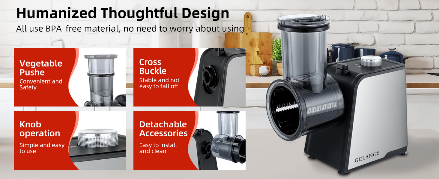 5 In 1 Electric vegetable slicer,300W Electric Cheese Grater Salad Shooter, One-Touch Easy Control, Electric Grater for Vegetables, Cheeses and NutsFor Home Kitchen