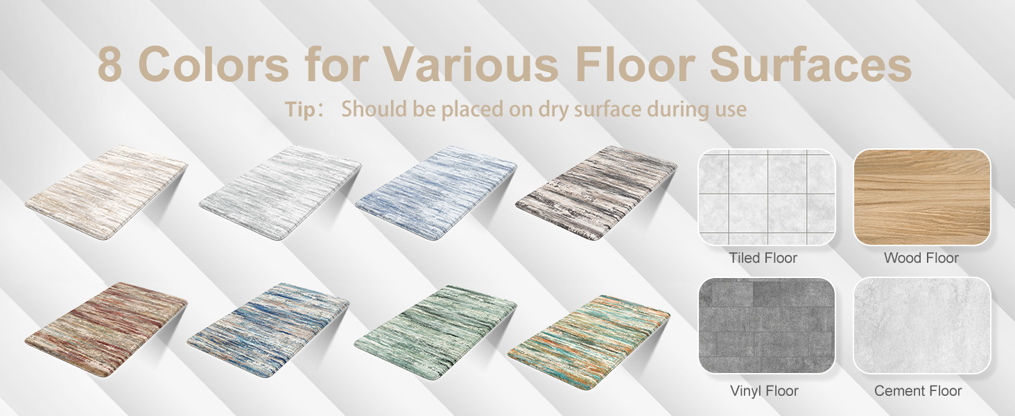 KIMODE Anti Fatigue Kitchen Mats for Floor 2 Piece, Cushioned Abstract Kitchen Rugs,Memory Foam Kitchen Floor Mats, Standing Desk Mats for Laundry, Office, Sink Light Brown Multi 17