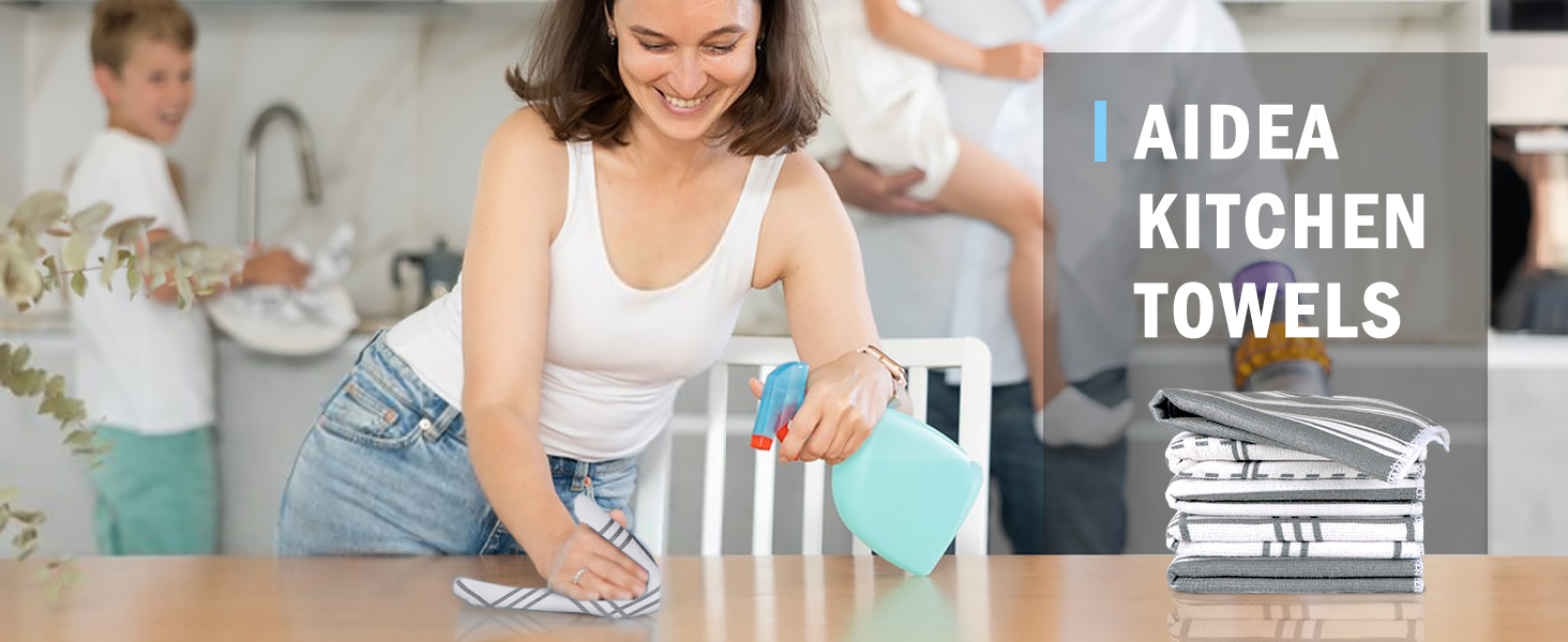 AIDEA Kitchen Towels, 12 Pack Absorbent Coral Fleece Dish Towels, No Odor Reusable Dish Cloths, Microfiber Cleaning Cloths, Fast Drying Dishcloths, 6.3