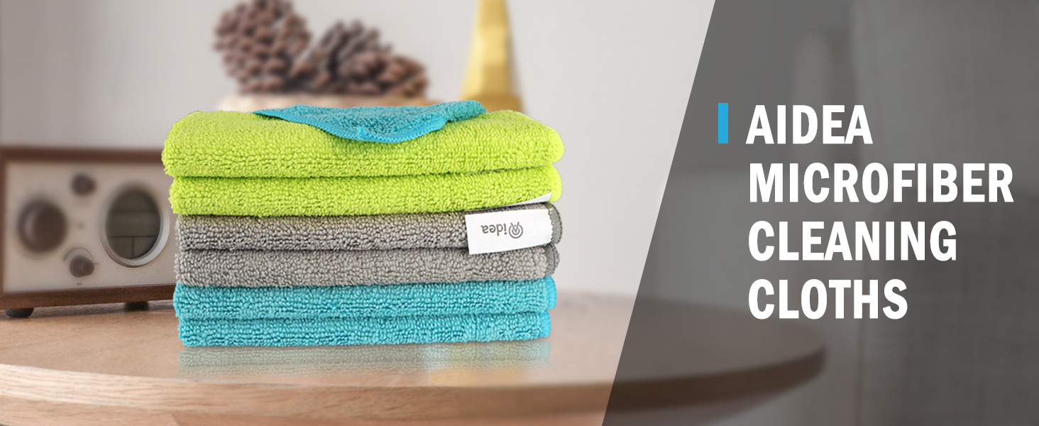 AIDEA Kitchen Towels, 12 Pack Absorbent Coral Fleece Dish Towels, No Odor Reusable Dish Cloths, Microfiber Cleaning Cloths, Fast Drying Dishcloths, 6.3