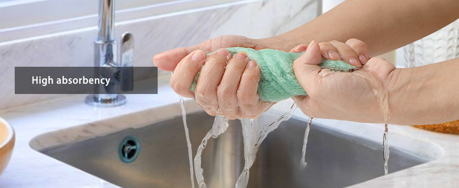 AIDEA Kitchen Towels, 12 Pack Absorbent Coral Fleece Dish Towels, No Odor Reusable Dish Cloths, Microfiber Cleaning Cloths, Fast Drying Dishcloths, 6.3