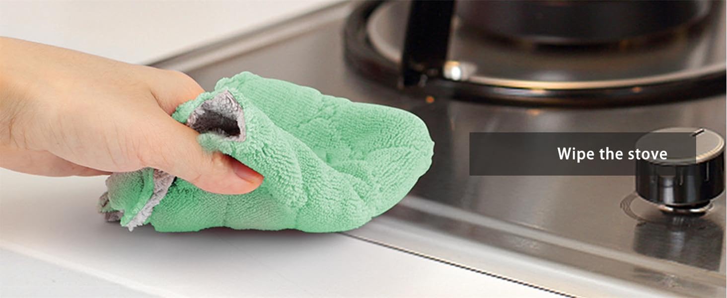 AIDEA Kitchen Towels, 12 Pack Absorbent Coral Fleece Dish Towels, No Odor Reusable Dish Cloths, Microfiber Cleaning Cloths, Fast Drying Dishcloths, 6.3