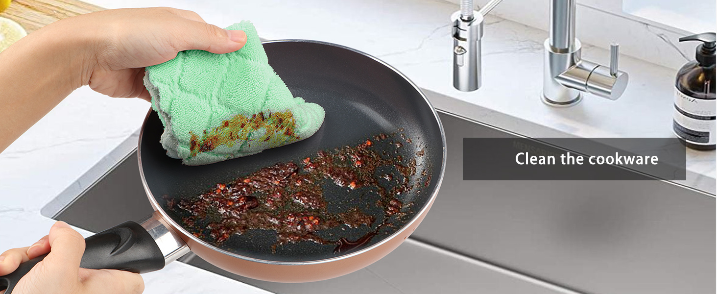 AIDEA Kitchen Towels, 12 Pack Absorbent Coral Fleece Dish Towels, No Odor Reusable Dish Cloths, Microfiber Cleaning Cloths, Fast Drying Dishcloths, 6.3