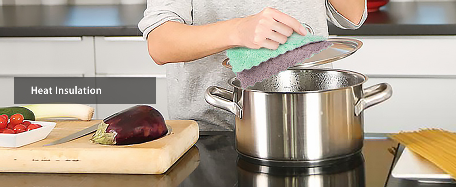 AIDEA Kitchen Towels, 12 Pack Absorbent Coral Fleece Dish Towels, No Odor Reusable Dish Cloths, Microfiber Cleaning Cloths, Fast Drying Dishcloths, 6.3