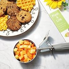 Portion Scoop - #8 (4 oz) - Disher, Large Cookie Scoop, Food Scoops, Muffin Scoops - Portion Control - 18/8 Stainless Steel, Grey Handle