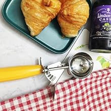 Portion Scoop - #8 (4 oz) - Disher, Large Cookie Scoop, Food Scoops, Muffin Scoops - Portion Control - 18/8 Stainless Steel, Grey Handle