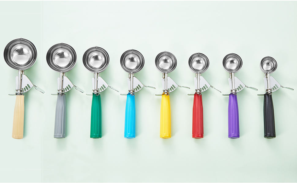 Portion Scoop - #8 (4 oz) - Disher, Large Cookie Scoop, Food Scoops, Muffin Scoops - Portion Control - 18/8 Stainless Steel, Grey Handle