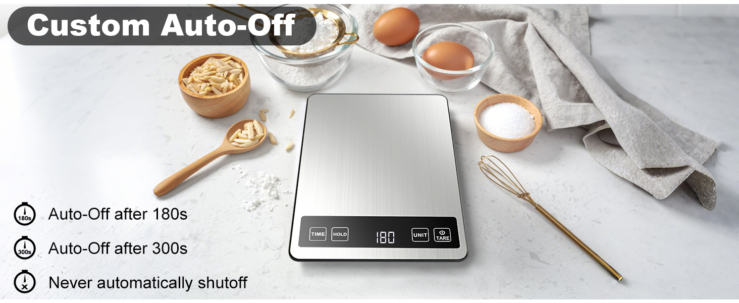 Fuzion Food Scale, 1g/0.1oz Kitchen Scale Grams and Ounces - 22lb, 7 Units, Tare & Timer Functions, Rechargeable Power, Tempered Glass & Stainless Steel - Digital Food Scale for Cooking, Baking