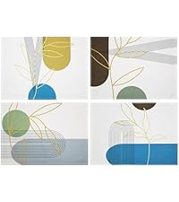 Blue Gray Placemats Set of 4 Abstract Art Place Mats Indoor Modern Linen Table Placemats Washable Wipeable Waterproof Heat Resistant Kitchen Place Mats for Dining Tables, 18 X 12 Inch