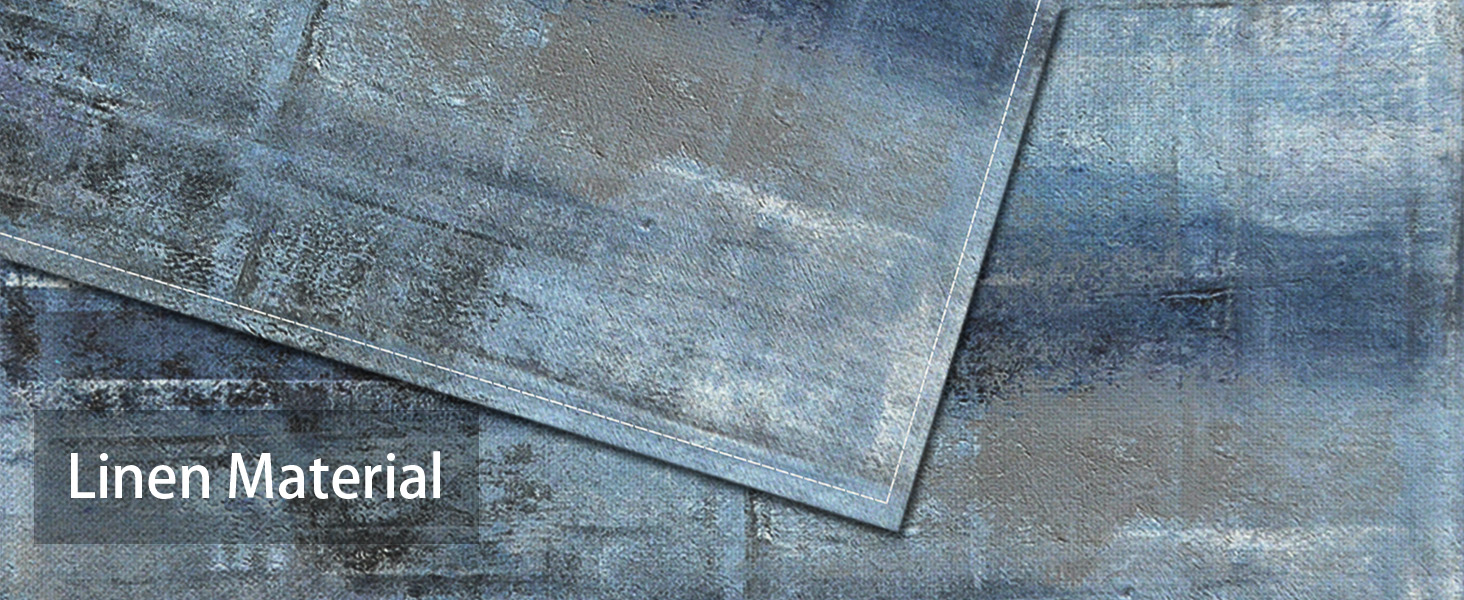 Blue Gray Placemats Set of 4 Abstract Art Place Mats Indoor Modern Linen Table Placemats Washable Wipeable Waterproof Heat Resistant Kitchen Place Mats for Dining Tables, 18 X 12 Inch