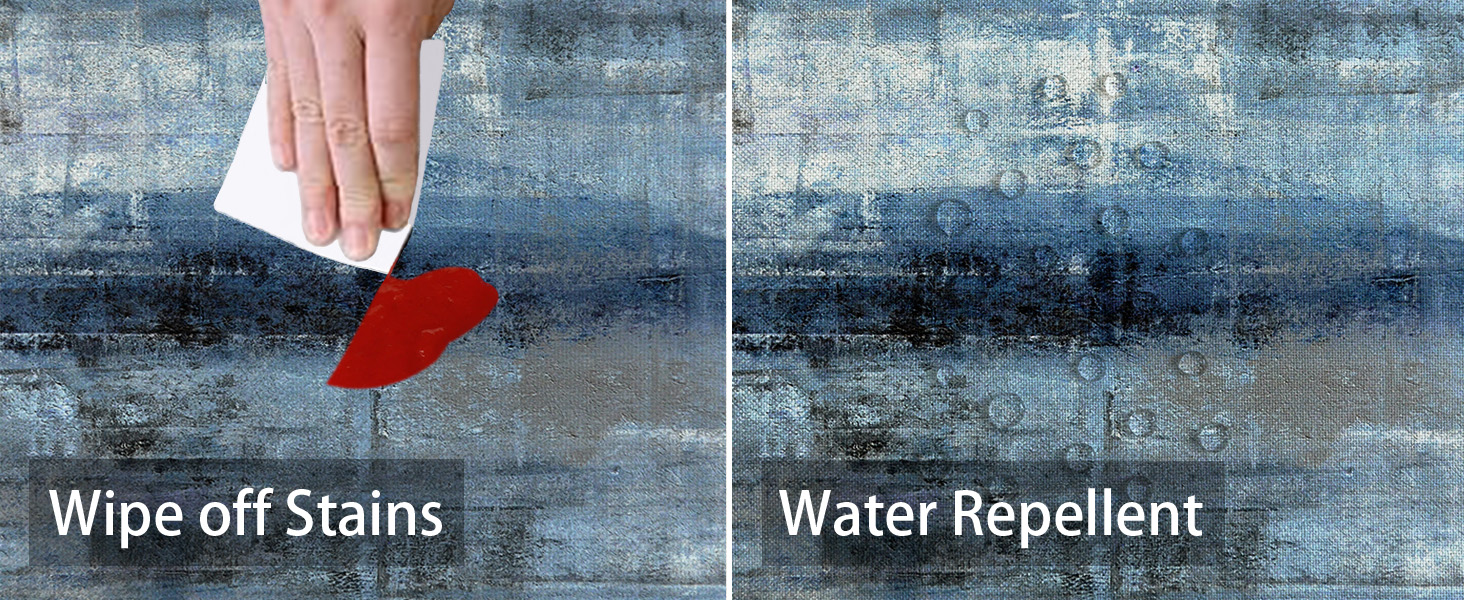 Blue Gray Placemats Set of 4 Abstract Art Place Mats Indoor Modern Linen Table Placemats Washable Wipeable Waterproof Heat Resistant Kitchen Place Mats for Dining Tables, 18 X 12 Inch