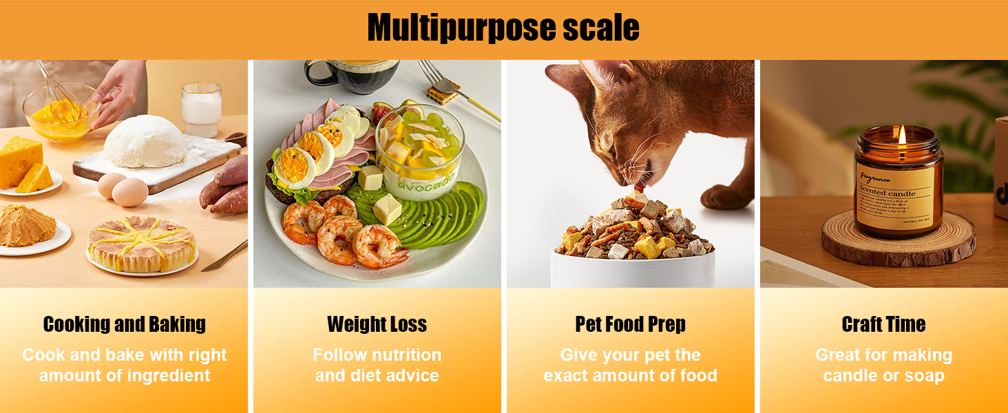 33lb Food Scale with Split Display, Diyife Digital Kitchen Scales, 1g/0.1oz Precise Graduation, 304 Stainless Steel Platform, Backlit LCD, for Cooking, Meal Prep