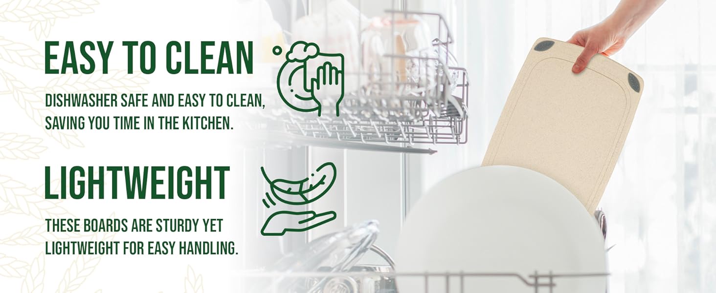 2-Piece Reversible Cutting Board Set Made from Natural Food Grade Wheat Straw Material - Eco-Conscious Alternative to Plastic - Gluten Free & BPA Free Chopping Boards for Kitchen