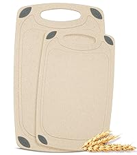 2-Piece Reversible Cutting Board Set Made from Natural Food Grade Wheat Straw Material - Eco-Conscious Alternative to Plastic - Gluten Free & BPA Free Chopping Boards for Kitchen