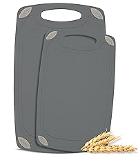 2-Piece Reversible Cutting Board Set Made from Natural Food Grade Wheat Straw Material - Eco-Conscious Alternative to Plastic - Gluten Free & BPA Free Chopping Boards for Kitchen