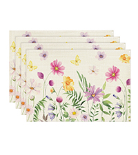 Artoid Mode Green Yellow Mandala Round Placemats Set of 4,14 Inch Seasonal Spring Table Mats for Party Kitchen Dining Decoration