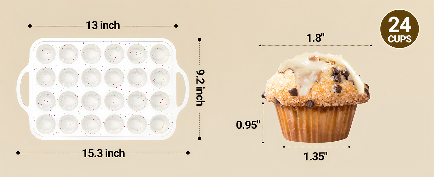 FUNBAKY Silicone Mini Muffin Pan, Metal Reinforced Frame 24 Cups Nonstick Mini Cupcake Pans with Handles Easy to Move for Baking Muffin, Cupcake, Egg Bites Oven Safe, Silicone Molds 2 Pack Confetti