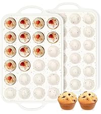 FUNBAKY Silicone Mini Muffin Pan, Metal Reinforced Frame 24 Cups Nonstick Mini Cupcake Pans with Handles Easy to Move for Baking Muffin, Cupcake, Egg Bites Oven Safe, Silicone Molds 2 Pack Confetti
