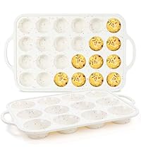 FUNBAKY Silicone Mini Muffin Pan, Metal Reinforced Frame 24 Cups Nonstick Mini Cupcake Pans with Handles Easy to Move for Baking Muffin, Cupcake, Egg Bites Oven Safe, Silicone Molds 2 Pack Confetti