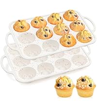 FUNBAKY Silicone Mini Muffin Pan, Metal Reinforced Frame 24 Cups Nonstick Mini Cupcake Pans with Handles Easy to Move for Baking Muffin, Cupcake, Egg Bites Oven Safe, Silicone Molds 2 Pack Confetti