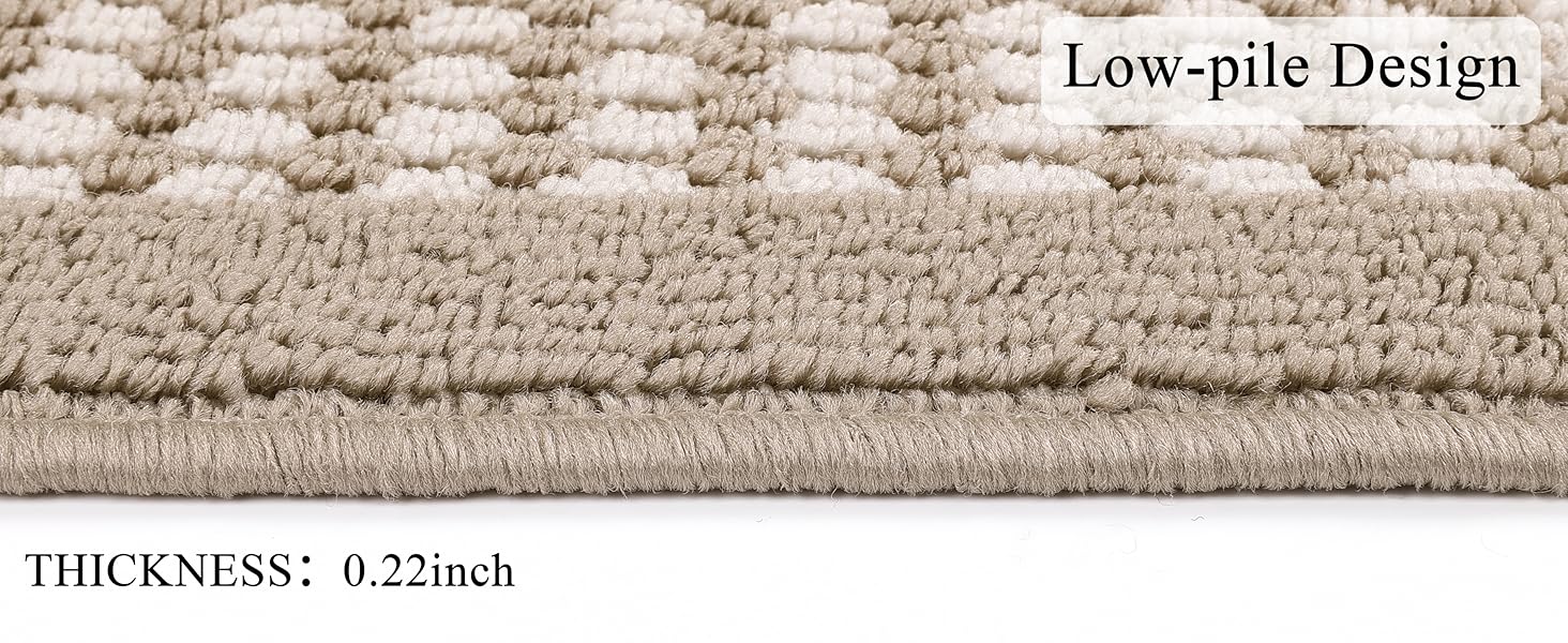 Ileading Kitchen Mat Sets 3 Piece Minimalist 3D Lattice Kitchen Floor Rugs with Non Slip Rubber Backing Machine Washable Farmhouse Runner Rugs for Laundry Hallway Doormat(Beige)