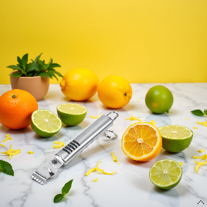 Silver Lemon Zester Peeler, Stainless Steel Lemon Lime Orange Peeler with Knife Fruit Zester Citrus Scraper, Handheld Peeling Tool Fruit Orange Peelers Kitchen Tools Graters, Peelers and Slicers