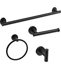 Matte Black Towel Bar Set, Modern 24 Inch Bathroom Hardware Set, Wall Mounted Bathroom Accessories Set, Durable SUS304 Stainless Steel, 4-Piece