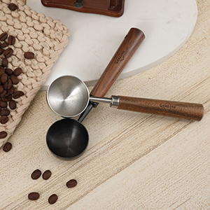 Vintage Coffee Measuring Spoon - 304 Stainless Steel, Coffee Scoop,10g Capacity, Walnut Handle - Perfect for Coffee, Tea, and More (Rose Gold)