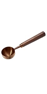 Vintage Coffee Measuring Spoon - 304 Stainless Steel, Coffee Scoop,10g Capacity, Walnut Handle - Perfect for Coffee, Tea, and More (Rose Gold)